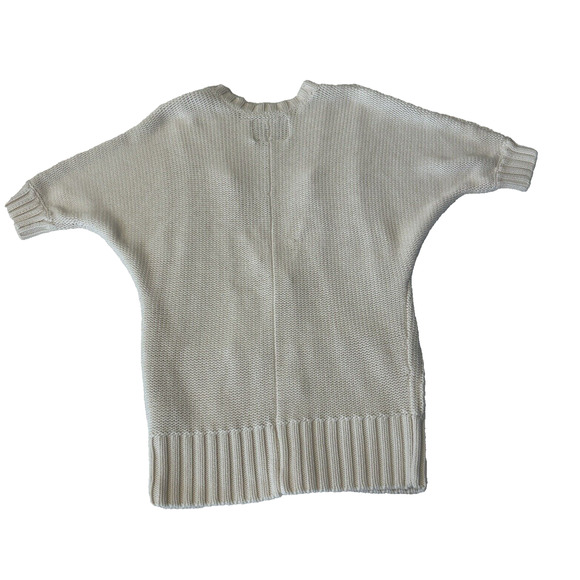 Guess Women Knit Cardigan Short Sleeve Sx XS Ivory Snap Front Cotton Pockets - Picture 2 of 6